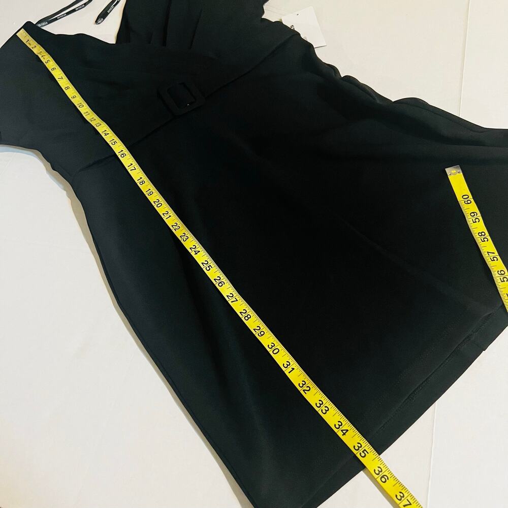 En Focus V Neck Dolman Sleeve Belted Dress Size S Small NWT Black - Picture 6 of 7